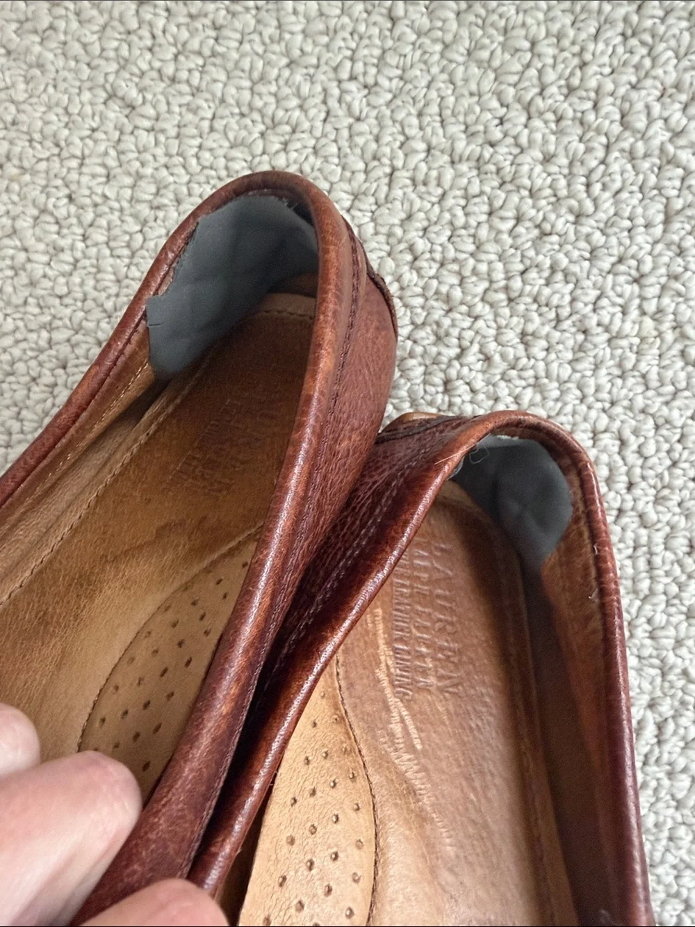 Ralph Lauren Brown Pebbled Leather Penny Loafers with Gold RL Medallion, 7 - Picture 6 of 7